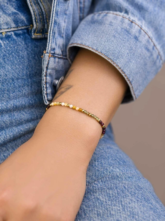 Bransoletka Kolorowy Agat, stal pozłacana S108574Z00