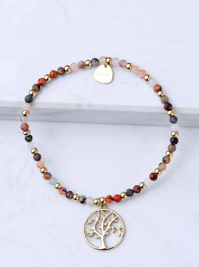 Bransoletka drzewko, Agat, stal pozłacana S108623Z00