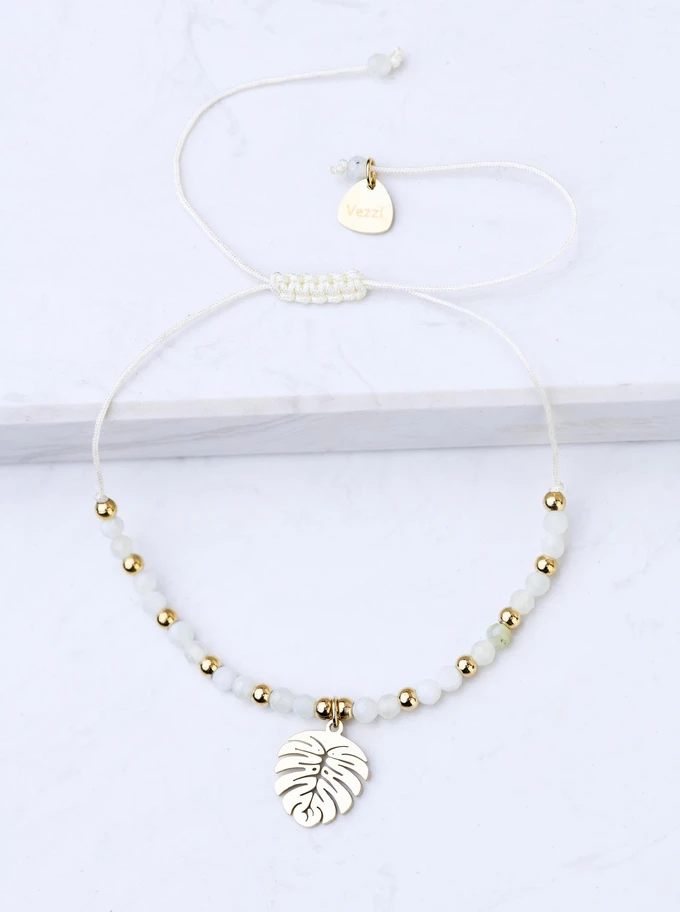 Bransoletka monstera, Jadeit, stal pozłacana S108546Z00