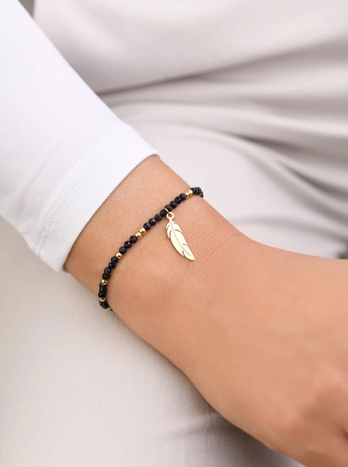 Bransoletka piórko, Noc Kairu, stal pozłacana S108581Z00