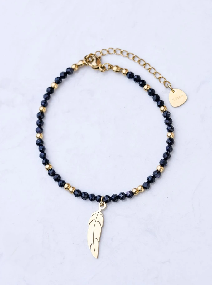 Bransoletka piórko, Noc Kairu, stal pozłacana S108581Z00