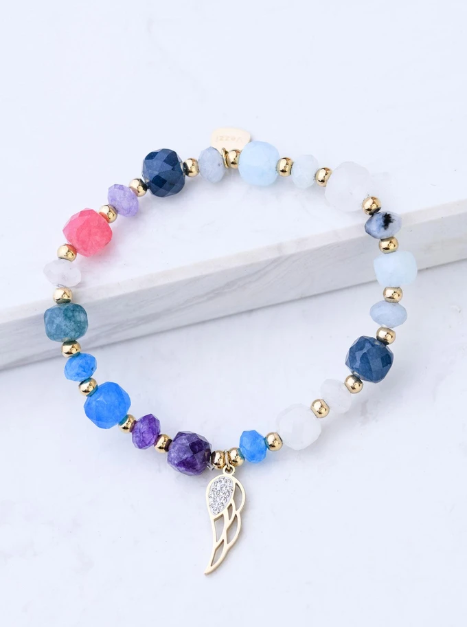 Bransoletka skrzydełko, Agat, stal pozłacana S108960Z00