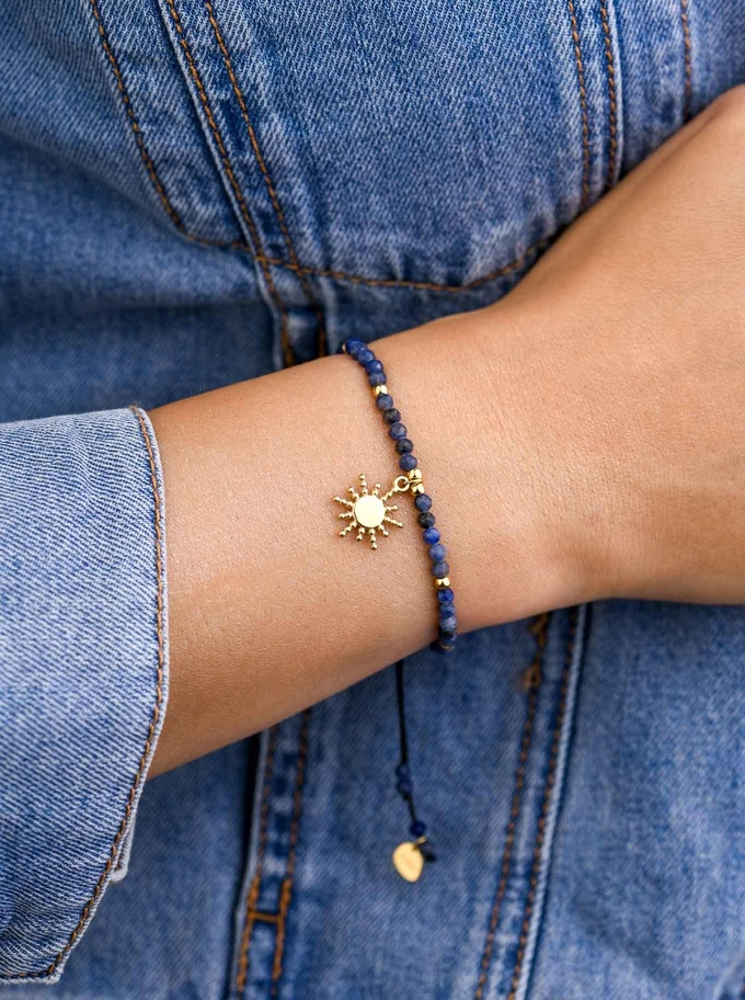 Bransoletka słoneczko, Lapis Lazuli, stal pozłacana S108560Z00
