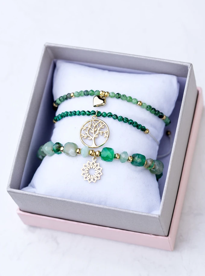 [Zestaw] Bransoletka Rozeta Vezzi, Agat, stal pozłacana S108983Z00