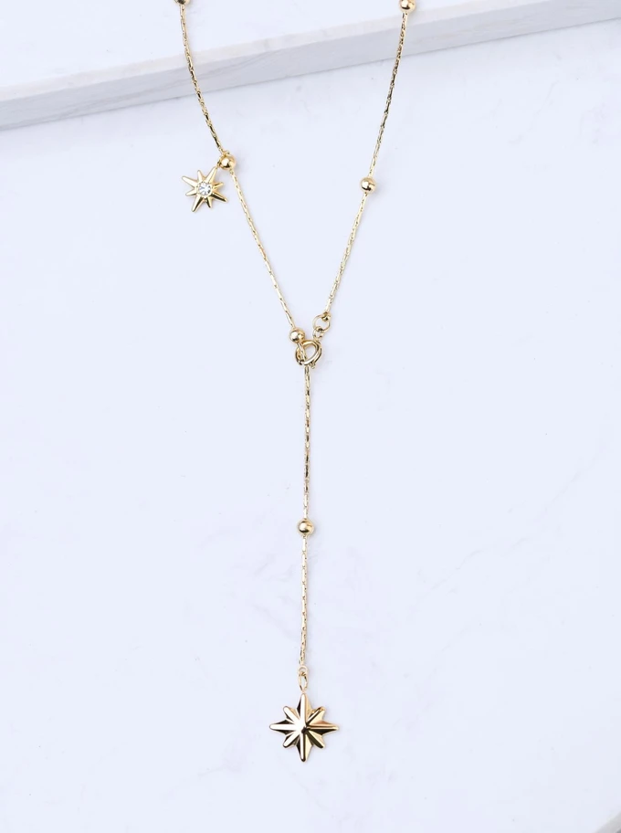 Naszyjnik regulowany Róża Wiatrów, stal pozłacana S306237Z00