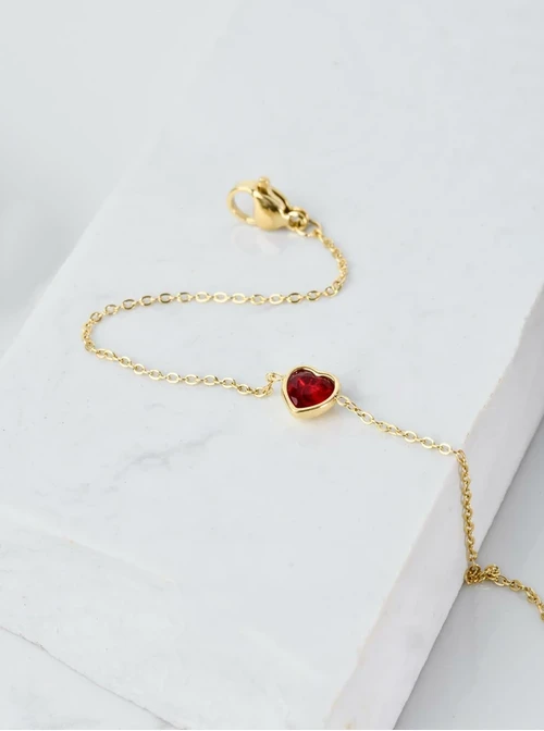 [Zestaw] Naszyjnik czerwone serduszko, złoty S300340Z03