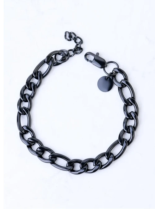 [Zestaw] Bransoleta męska, łańcuch, czarny S107961S01