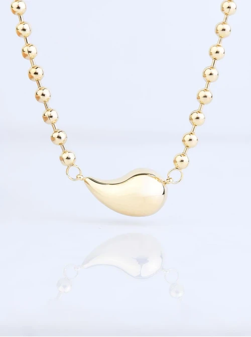 [Zestaw] Naszyjnik dmuchana kropla, kuleczki, złoty S308452Z00