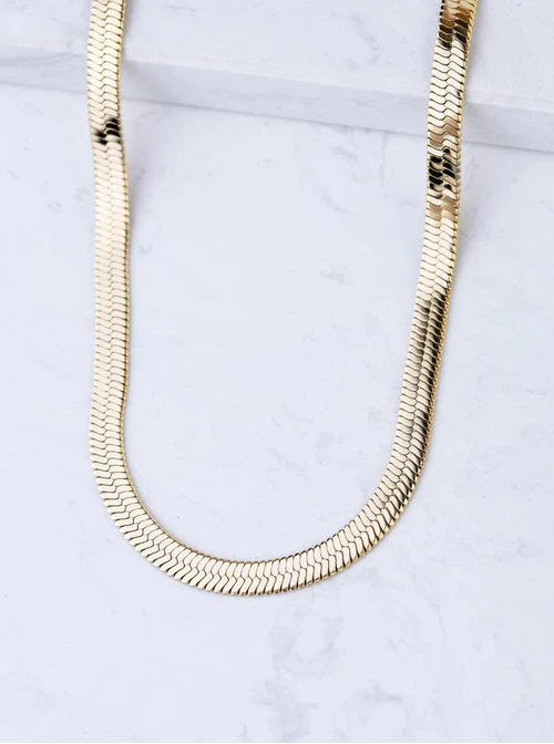 [Zestaw] Naszyjnik męski, żmijka, stal pozłacana S307964Z00