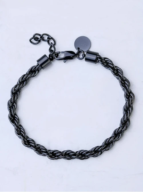 [Zestaw] Bransoletka męska, Corda, czarny, stal S107973S01