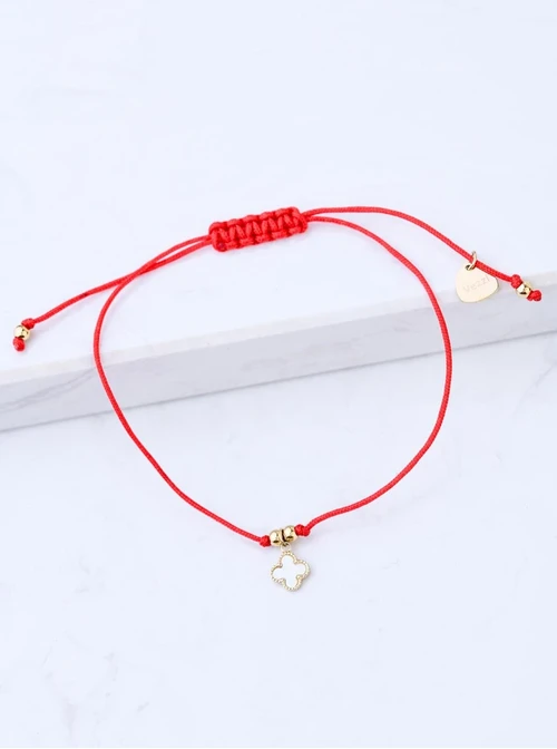 [Zestaw] Bransoletka czarna koniczynka, stal pozłacana S109347Z01