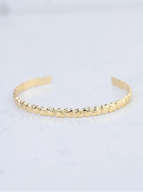 [Zestaw] Bransoletka sztywna, koniczynki, stal pozłacana S109105Z00