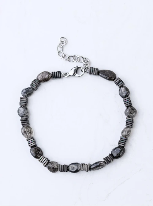 Bransoleta męska, Kwarc z Turmalinem, stal S109213S00