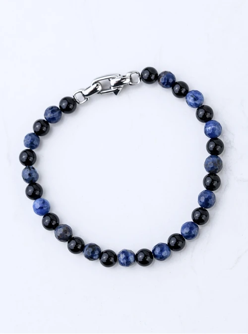 Bransoleta męska Lapis Lazuli, Obsydian, stal S109211S00