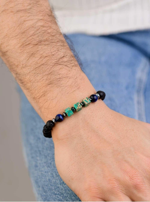 Bransoleta męska, Lawa, Turkus, stal S109236S00