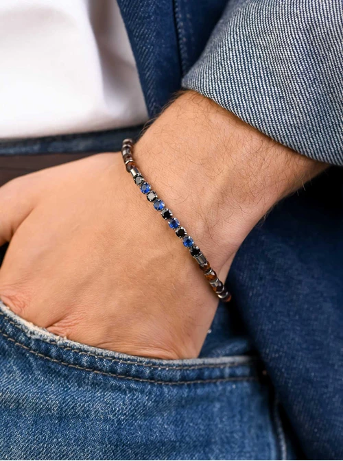 Bransoleta męska, Tygrysie Oko, stal S109196S00