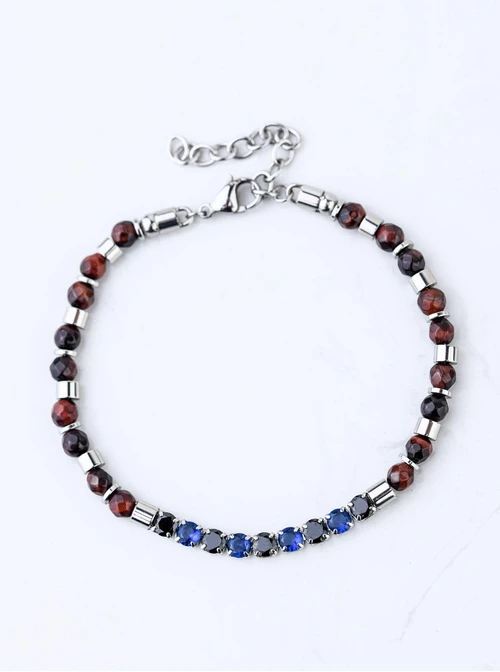 Bransoleta męska, Tygrysie Oko, stal S109196S00