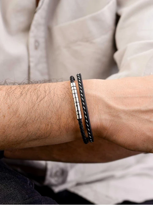 Bransoleta męska, czarny, stal S109295S01