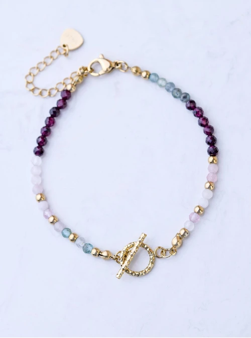 Bransoletka Agat gradientowy, stal pozłacana S108672Z00