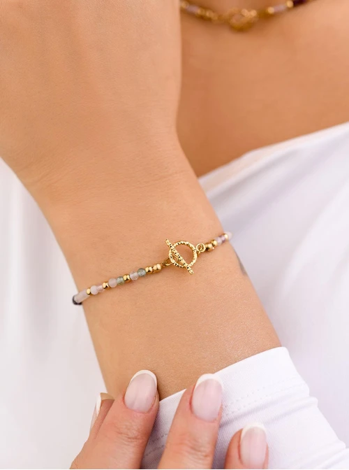 Bransoletka Agat gradientowy, stal pozłacana S108672Z00