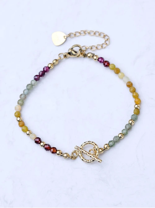 Bransoletka Kolorowy Agat, stal pozłacana S108674Z00