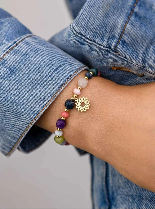 Bransoletka Rozeta Vezzi, Agat, stal pozłacana S108980Z00