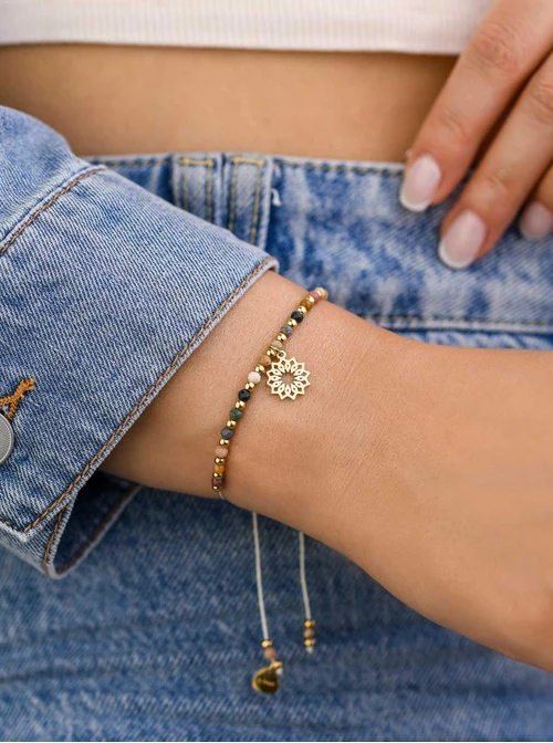 Bransoletka Rozeta Vezzi, Pietersyt, stal pozłacana S108532Z00