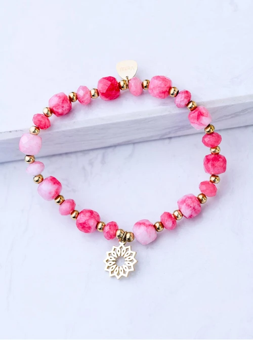 Bransoletka Rozeta Vezzi, Rodochrozyt, stal pozłacana S108977Z00