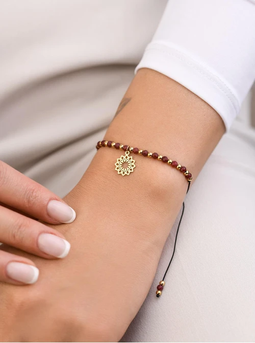 Bransoletka Rozeta Vezzi, Rubin, stal pozłacana S108528Z00