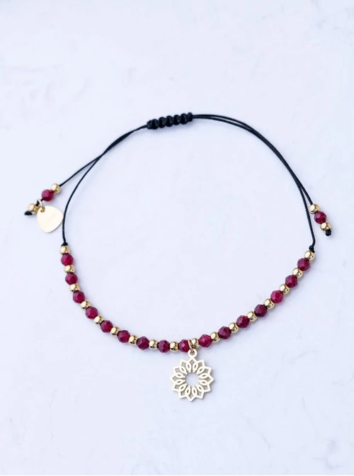 Bransoletka Rozeta Vezzi, Rubin, stal pozłacana S108528Z00