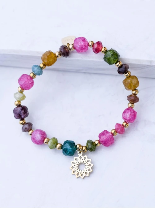 Bransoletka Rozeta Vezzi, Turmalin, stal pozłacana S108990Z00