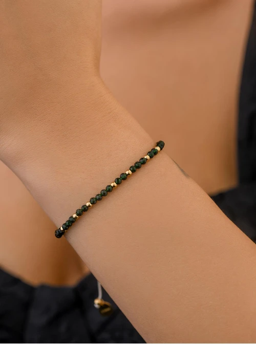 Bransoletka Zielony Piaskowiec, stal pozłacana S108577Z00