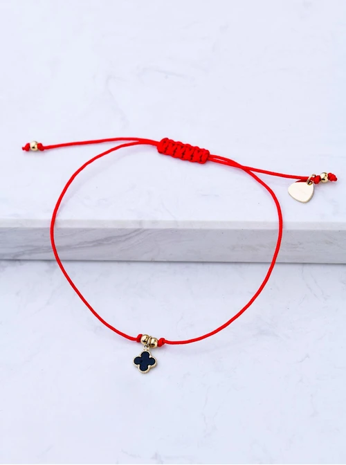 Bransoletka czarna koniczynka, stal pozłacana S109347Z01