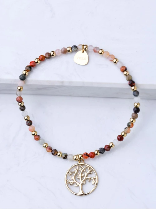 Bransoletka drzewko, Agat, stal pozłacana S108623Z00