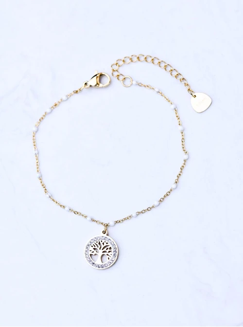 Bransoletka drzewko, stal pozłacana S108424Z02