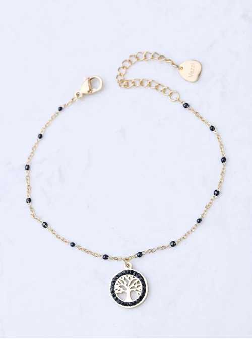 Bransoletka drzewko, stal pozłacana S108425Z01