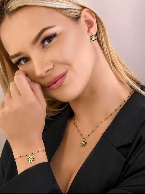 Bransoletka drzewko, stal pozłacana S108425Z01