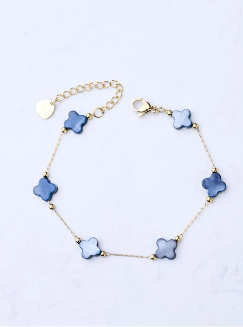 Bransoletka koniczynki, stal pozłacana S108402Z01