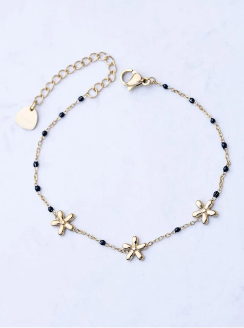 Bransoletka kwiatuszki, stal pozłacana S109350Z01