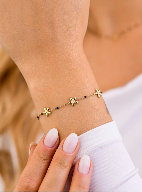 Bransoletka kwiatuszki, stal pozłacana S109350Z01