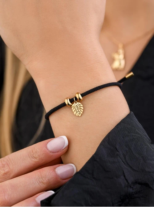 Bransoletka liść monstery, stal pozłacana S108499Z01