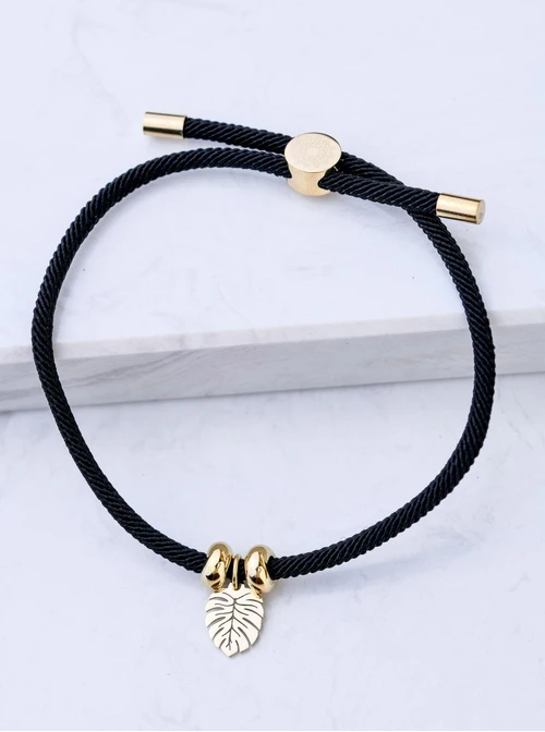 Bransoletka liść monstery, stal pozłacana S108499Z01