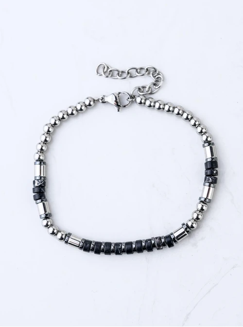 Bransoletka męska, Jaspis Zebra, stal S109201S00