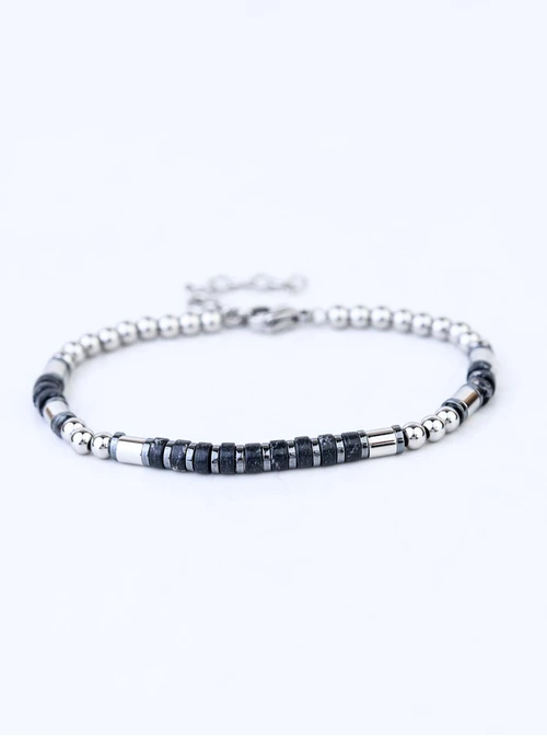 Bransoletka męska, Jaspis Zebra, stal S109201S00