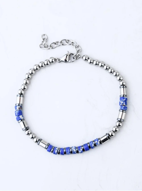 Bransoletka męska Lapis Lazuli, stal S109202S00