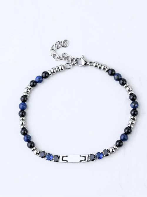 Bransoletka męska, Obsydian, stal S109197S00