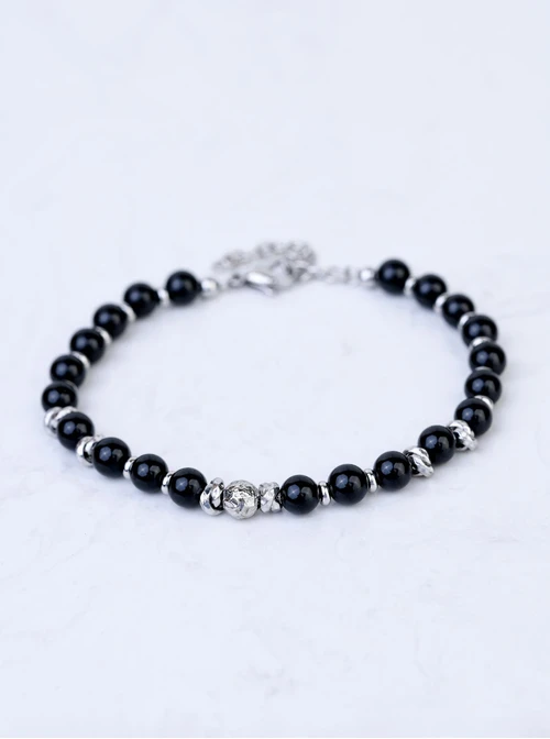 Bransoletka męska, Obsydian, stal S109218S00