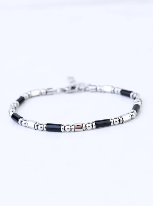 Bransoletka męska, Obsydian, stal S109219S00