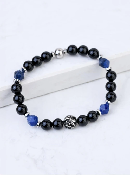 Bransoletka męska, Obsydian, stal S109230S00