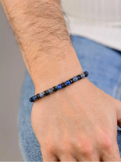 Bransoletka męska, Sodalit, stal S109248S00